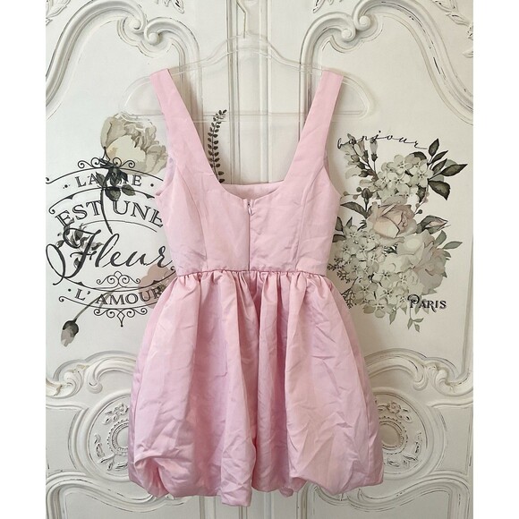 Lulus Regal Cutie Dress Women's XS Light Pink Mini Satin Bubble Hem NWOT - Picture 8 of 12